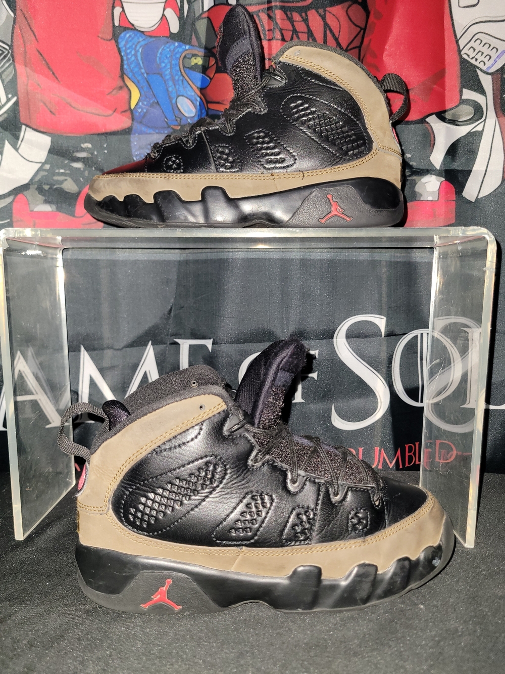 Jordan 9 Kids' Retro Basketball Shoes - Black & Tan
